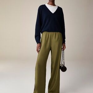 J. Crew Olive stratus pant textured satin